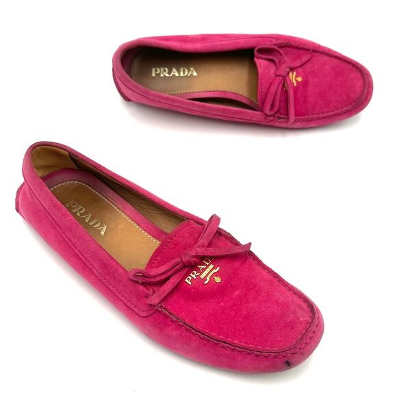 PRADA flats - Fuchsia Hot Pink #barbiecore suede flats - SIZE 37.5 EUC / 7 US - Picture 4 of 14